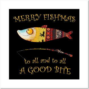 Christmas Fisherman's MERRY FISHMAS to ALL Christmas Fishing Posters and Art